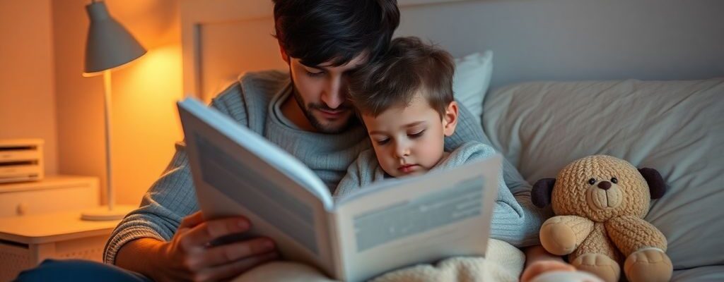 Kind schläft, Eltern lesen Buch