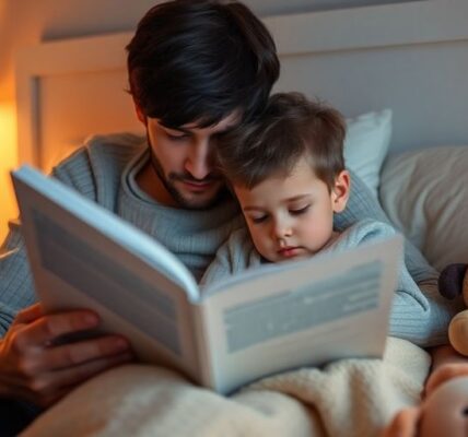 Kind schläft, Eltern lesen Buch
