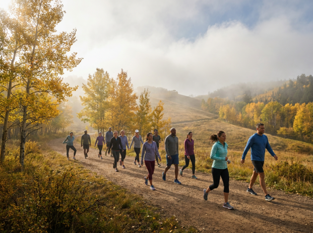Bewegung an der frischen Luft: Wie Spazieren, Wandern und Golfen die Gesundheit fördern (KI)